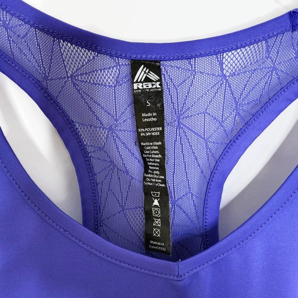 RBX Racerback Tank Top Small Purple Lace Geometric Back Gym - Picture 7 of 7